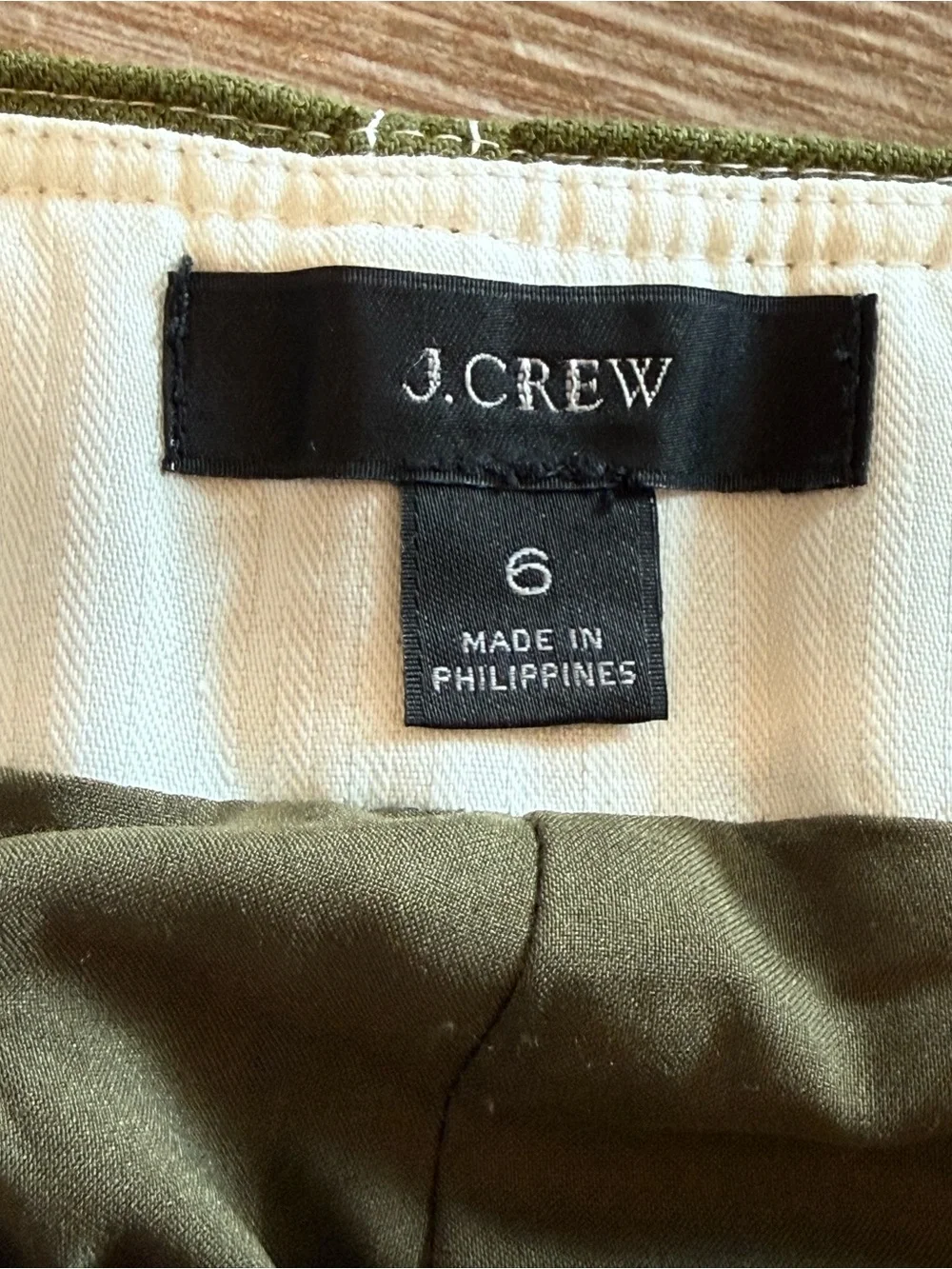 J. Crew Olive Green Button-Front Mini Skirt